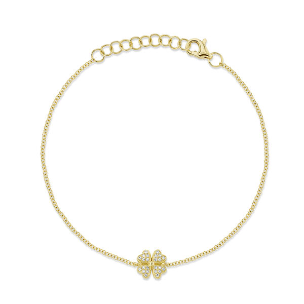 Kate Yellow Gold and Diamond Pav&eacute; Clover Bracelet